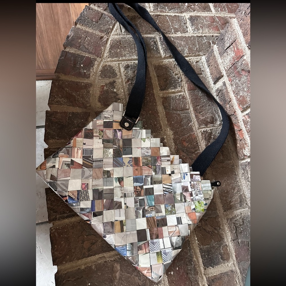 Vintage Nahui Ollin Interior Design Upcycled Magazine Woven Bag